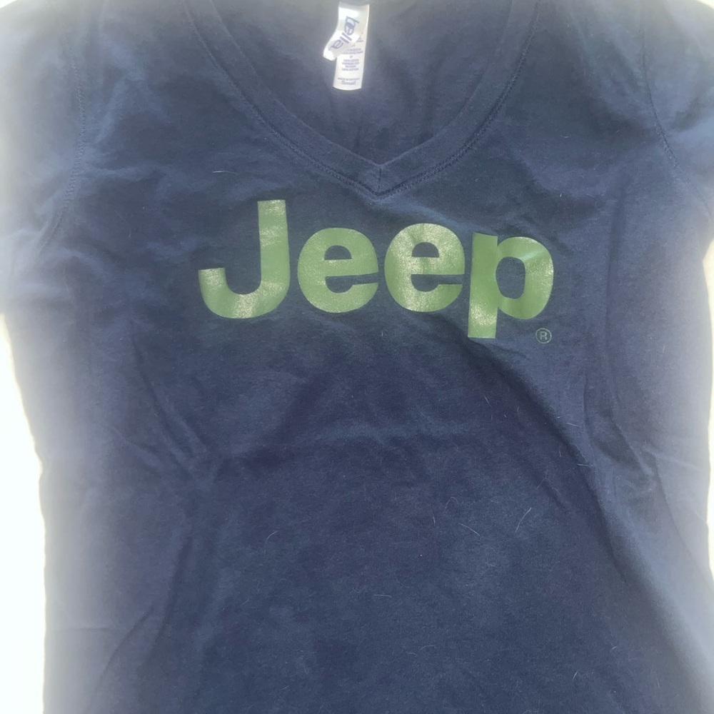 Jeep Navy V-Neck Tee with Green Logo